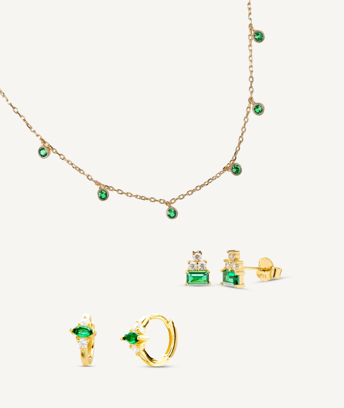 conjunto de joyas con piedras verdes joyerias mezea